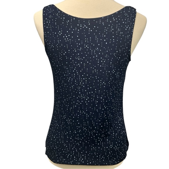 Chico’s Additions 3 Piece Slinky Navy Blue Dot Tank Skirt & Tie Waist Jacket 4/6 - Picture 7 of 16